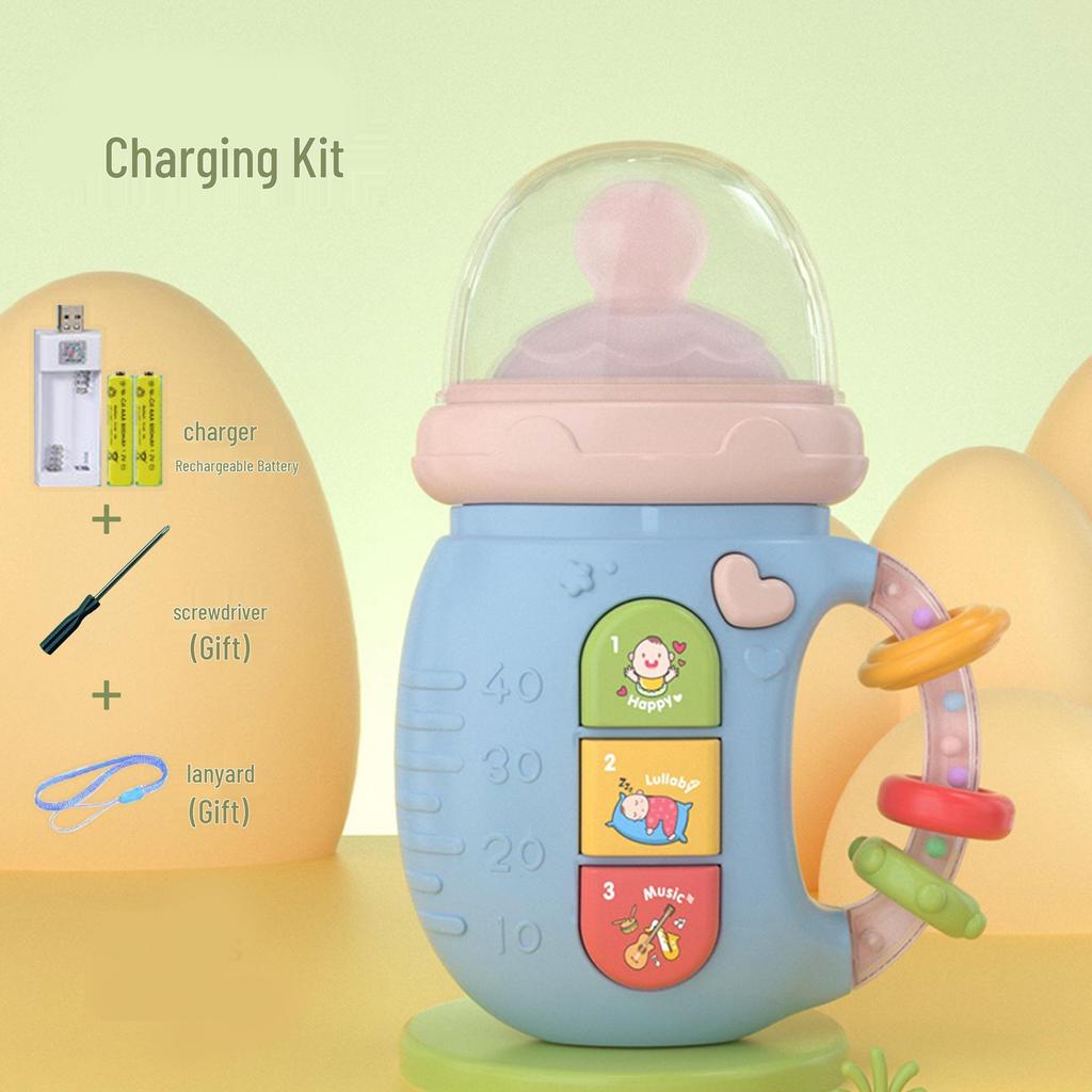 Newborn Electric Pacifier Rattle with Light Music and Bilingual Early Education Features