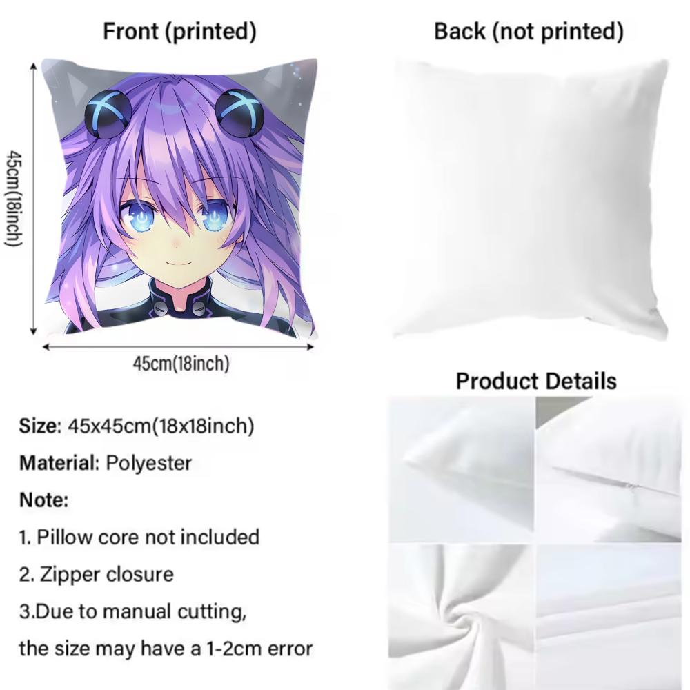 Hyperdimension Neptunia Cute Cushion Cover Home & Car Multi-Scene Pillow Cover - Reversible, Soft & Durable For Daily Use