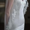Xinmeiji Women's White Lace Edge Bridal Veil, European & American Style, Single Layer, Wedding & Travel Headpiece V683-1