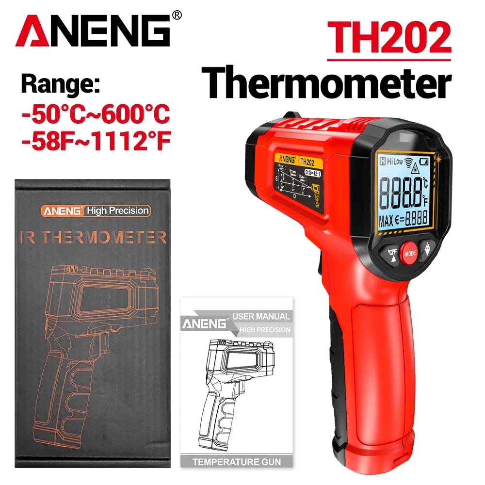 Professional ANENG TH202 Infrared Thermometer Non-contact -50℃~600℃ Digital Laser Temperature Meter LCD Display Portable  Pyrometer Point Gun Tester