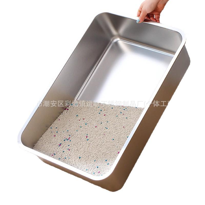 Extra Large Stainless Steel Cat Litter Box with Lid, Tall Rectangular Design, Deep and Easy to Clean
