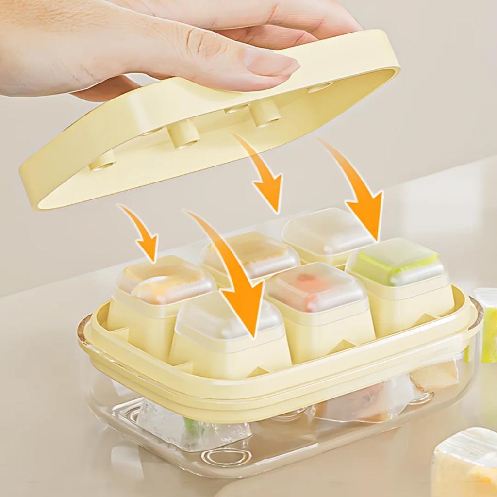 6Grid Silicone Ice Cube Mold Home Refrigerator Ice Box Press with Cover Frozen Ice Cube Magic Tool Food Grade Mini Ice Grid