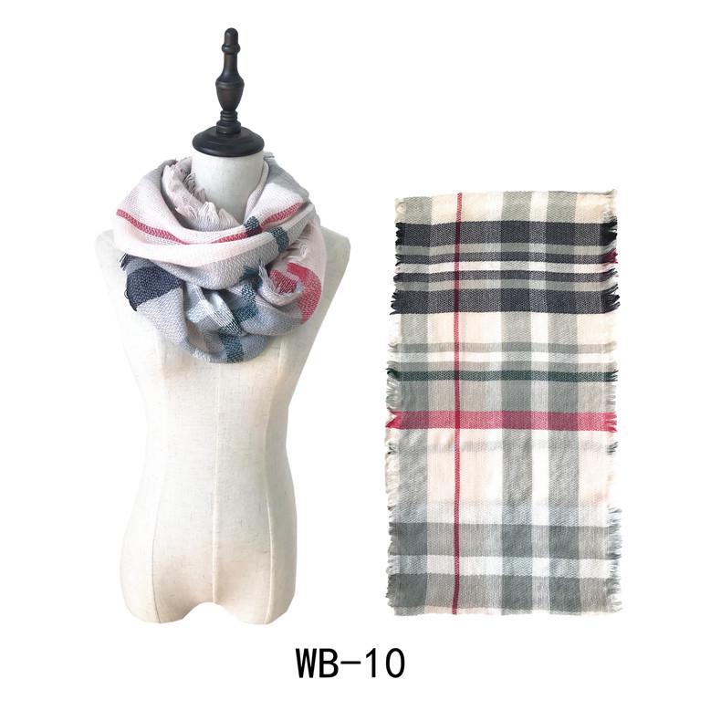 Wind autumn and winter women's warm colorful grid imitation cashmere double-sided fringed grid scarf