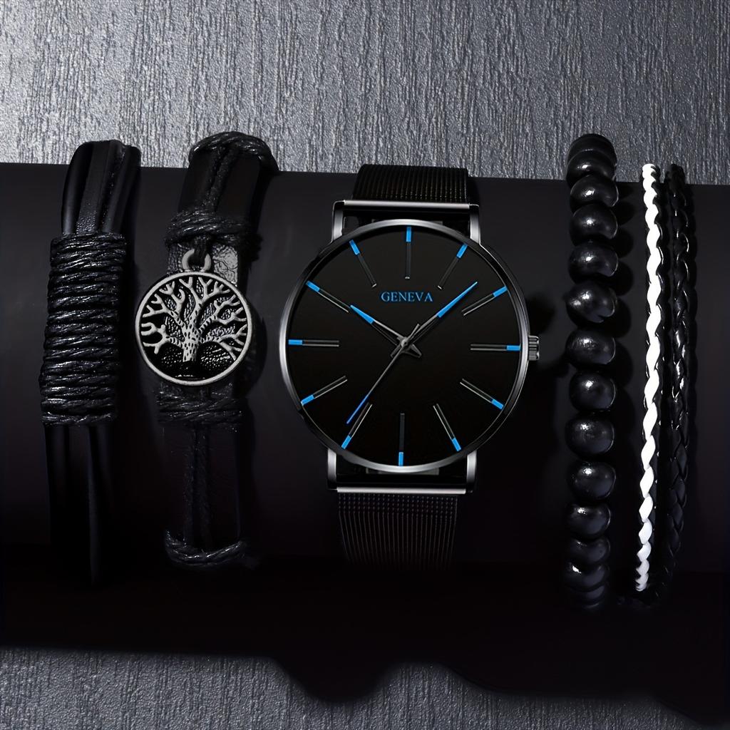 Geneva Watch Accessories Set Watch Men'S Watch Mesh Strap Watch Quartz Watch