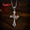 Stainless Steel Crown Cross Necklace Personalized Hiphop Necklace with Gold Crown Stylish Design Pendant Necklace for Men