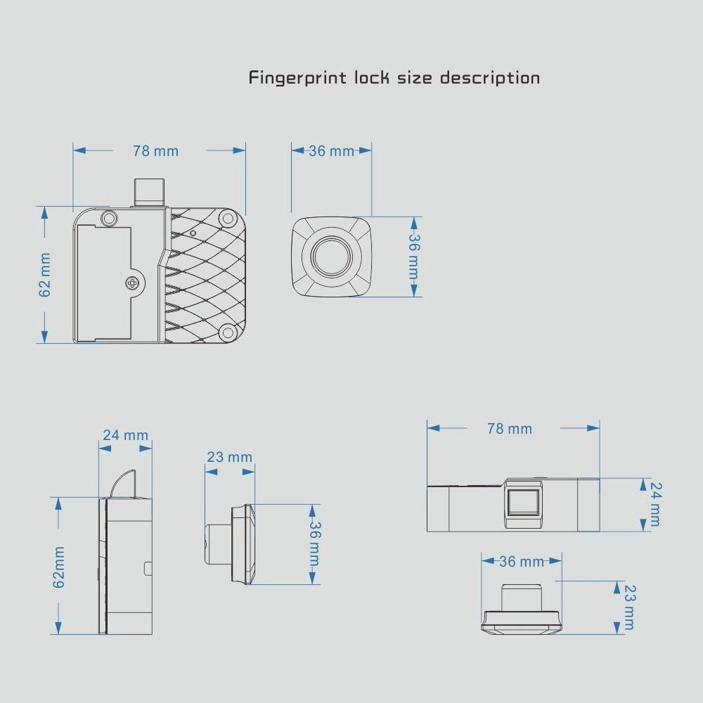 Smart Cabinet Locks Biometric Keyless Furniture Drawer Cabinet Fingerprint Lock Ultra-thin Panel Wardrobe Locks