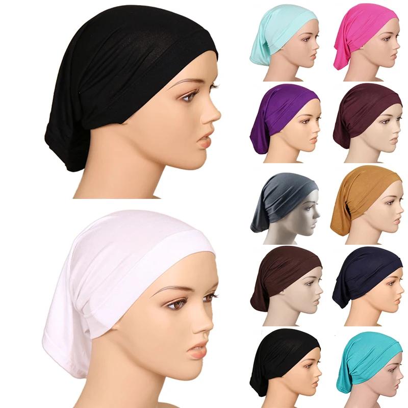 Muslim Underscarf Turban Hijab Ninja Inner Hat Women Chemo Cap Hair Loss Cover Beanie Bonnet Headwear Stretch Head Scarf Wrap