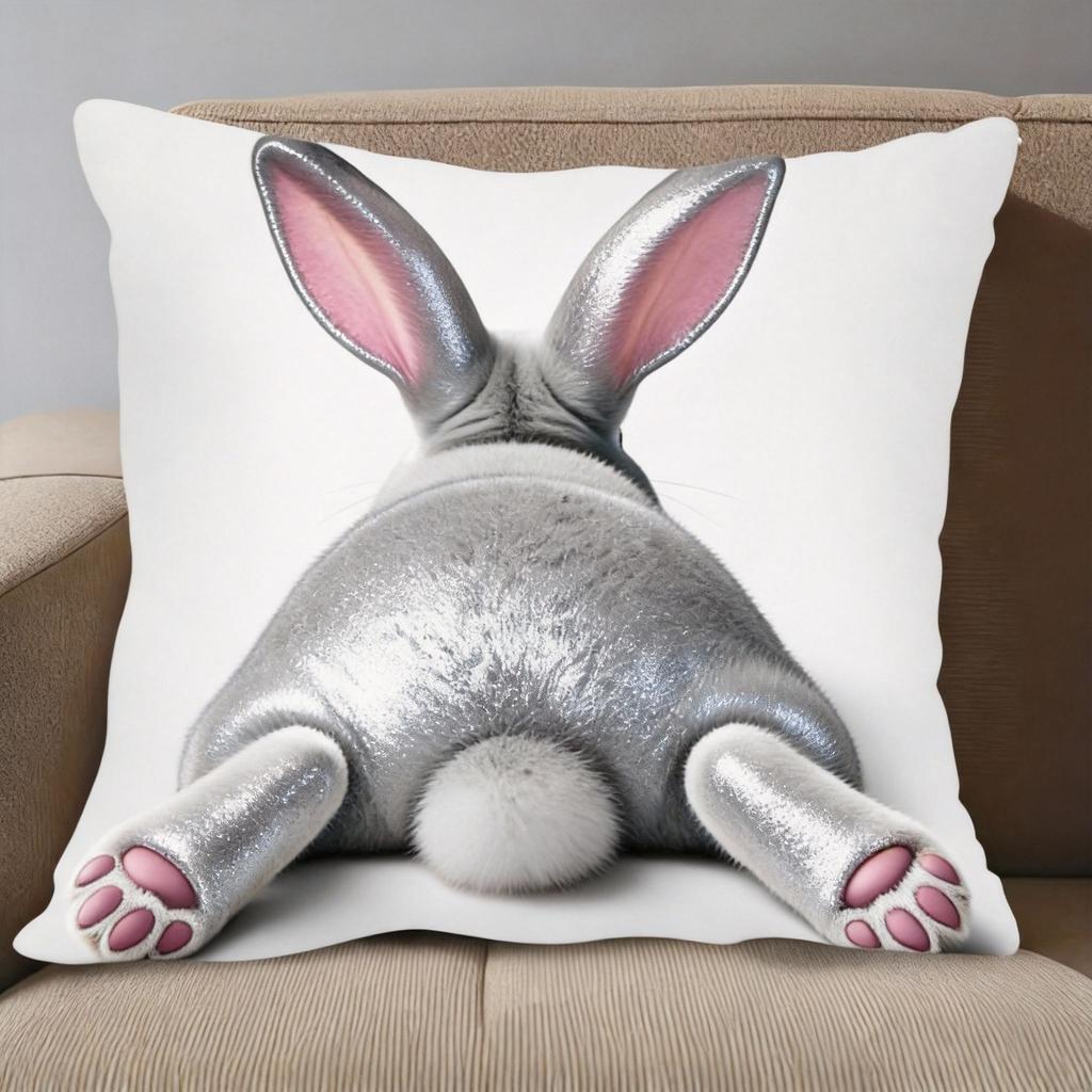 Funny Rabbit Butt Pillowcase Cute Rabbit Design Decorative Cushion Cover Zipper Machine Washable for Home Decoration