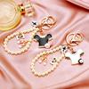 Elegant Pearl And Crystal Butterfly Bow Keychain Cute Zinc Alloy Car Accessory Gift