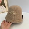 Autumn and winter wool patch fashion knitted bucket hat solid color warm simple bucket hat