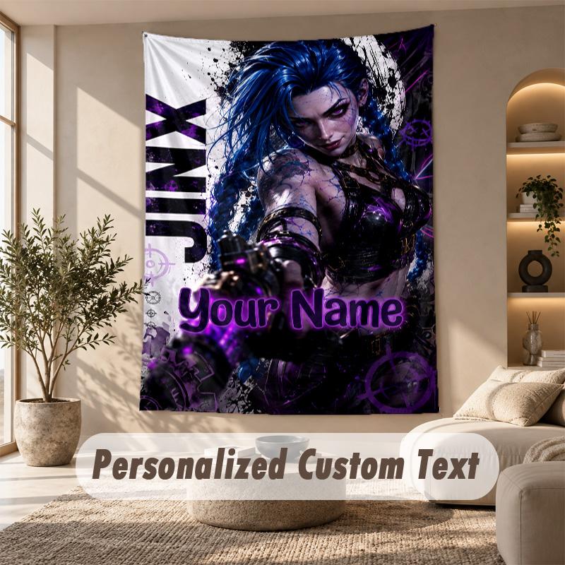 Tapestry Custom Name Text, Wall Hanging Tapestry Home Room DecorLeague of Legends