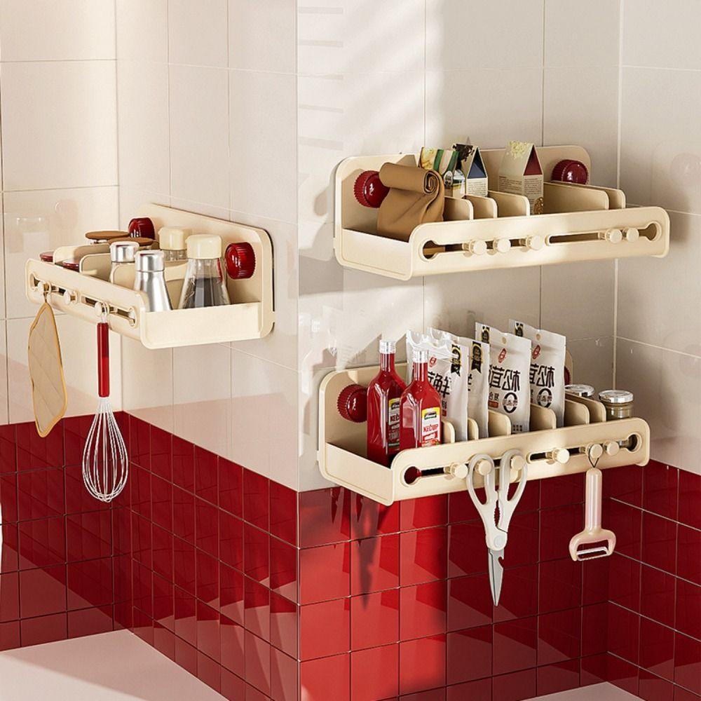Adjustable Divider Wall Mounted Spice Organizer Hanging Bathroom Stand Condiment