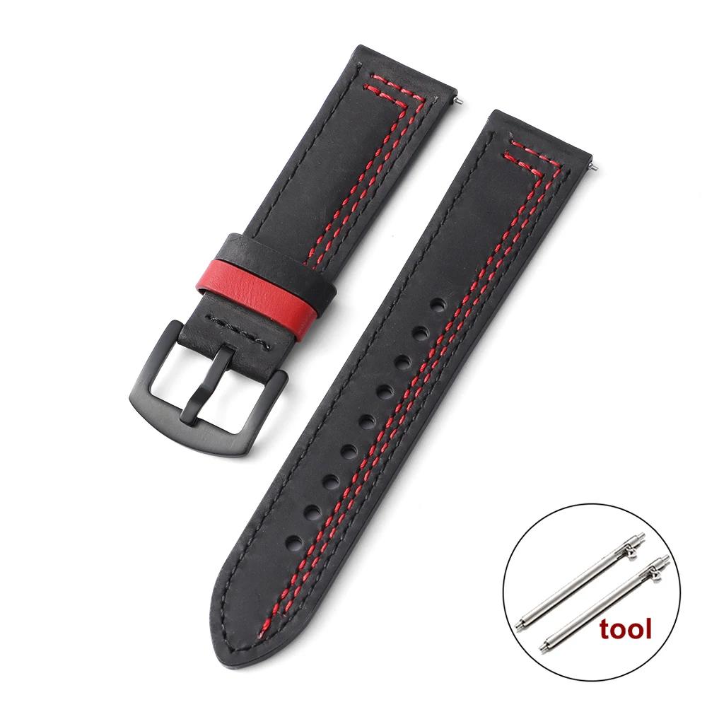 Vintage Genuine Leather Watch Strap 20mm 22mm Quick Release Hand Stitching for Men Women Wristband for Huawei Watch GT5/GT4 Belt
