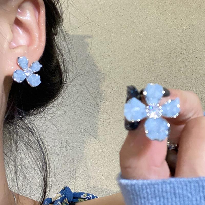 Korean Colorful Crystal Flower Butterfly Dangle Earrings For Women Party Wedding Exquisite Elegant Jewelry Accessories Brincos