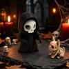 High Quality 3D Prints 9Pcs Grim Reaper Figurines, Cool Skull Skeleton Statues, Gothic Dark Halloween Bedroom Decoration for Home Desk, Spooky
