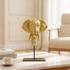 Elephant Head on Stand Gilded Decor Tabletop for Office