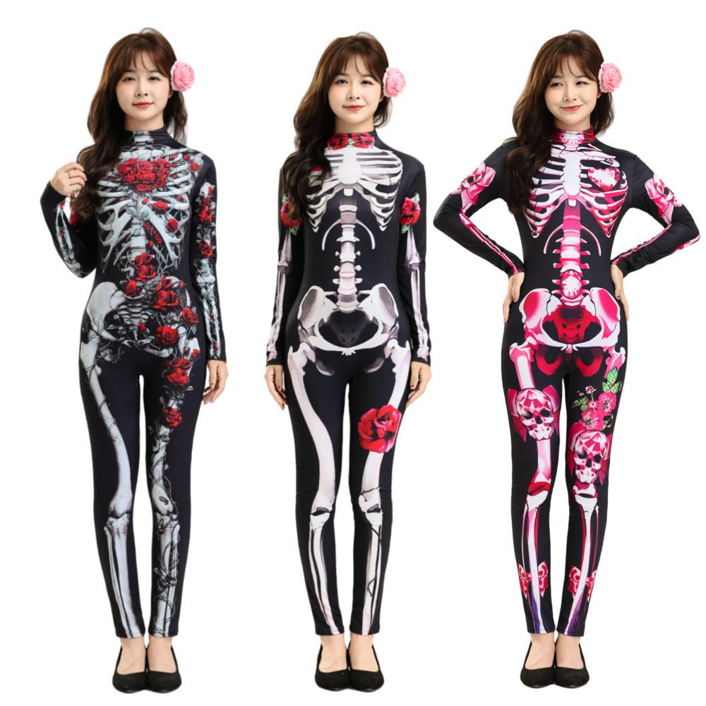 Kostým kostlivce na Halloween pro děti i dospělé z bavlněné látky pro cosplay a tematické večírky
