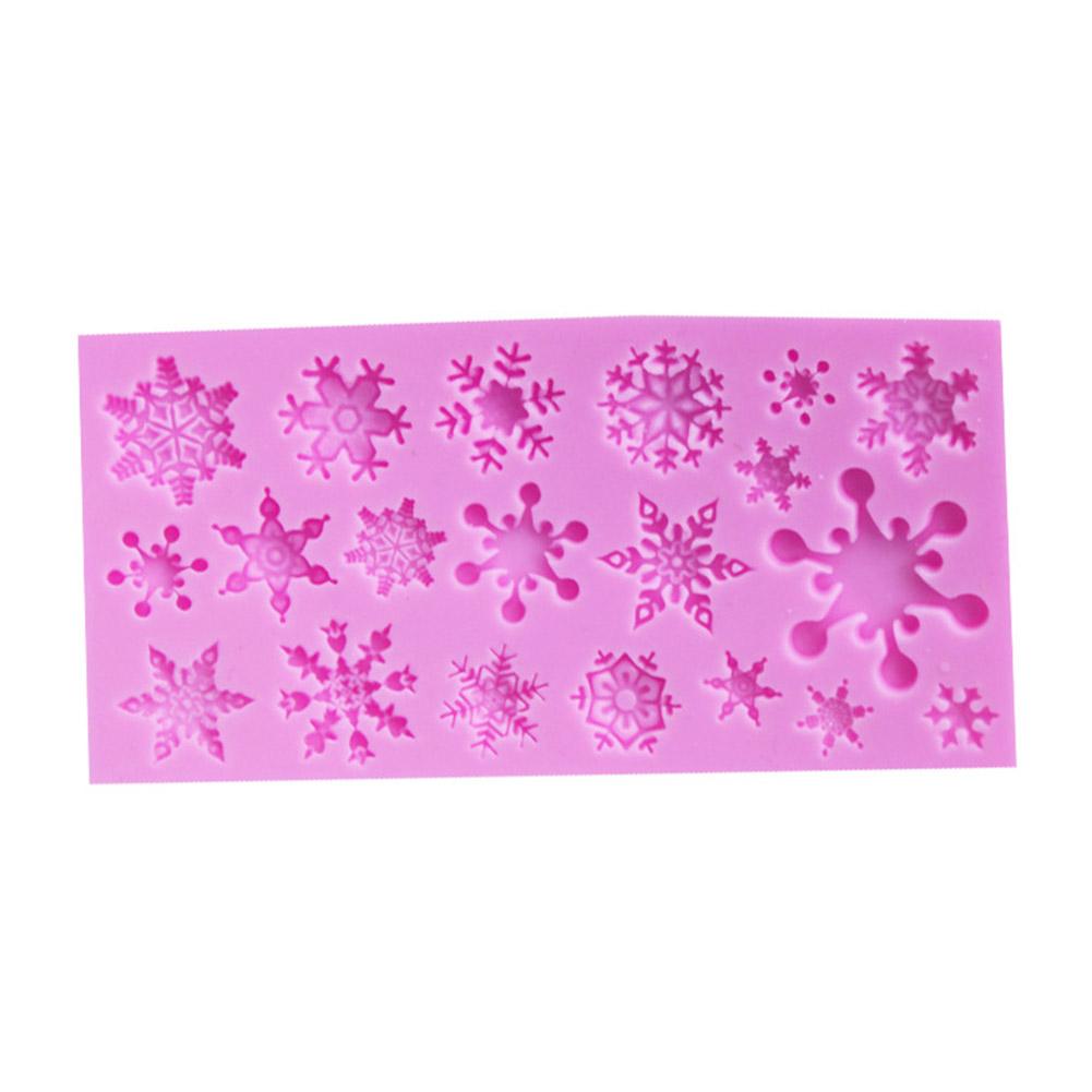 

11.5 5.7 0.8cm Christmas Fondant Cake Silicone Mould Snowflake Chocolate Mold DIY Cake Decoration Tool Pink#0