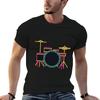 Neon Drum Kit T-Shirt Plus Size Basic Cotton T-Shirt