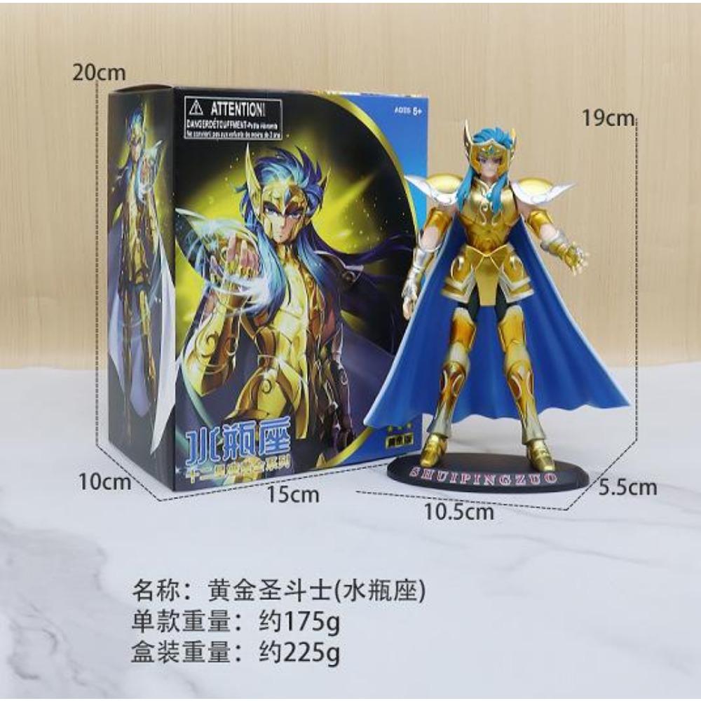 19CM Anime Saint Seiya Gold Saint Figure Aries Pisces Capricorn Aquarius Stand Animation Model Toys Gifts Collection Decoration