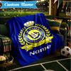 Custom Name Nassr Football Club Crest Blanket Lightweight Ideal Bedding Blanket Perfect for Travel, Camping, Living Rooms, Sofas, Christmas Gift