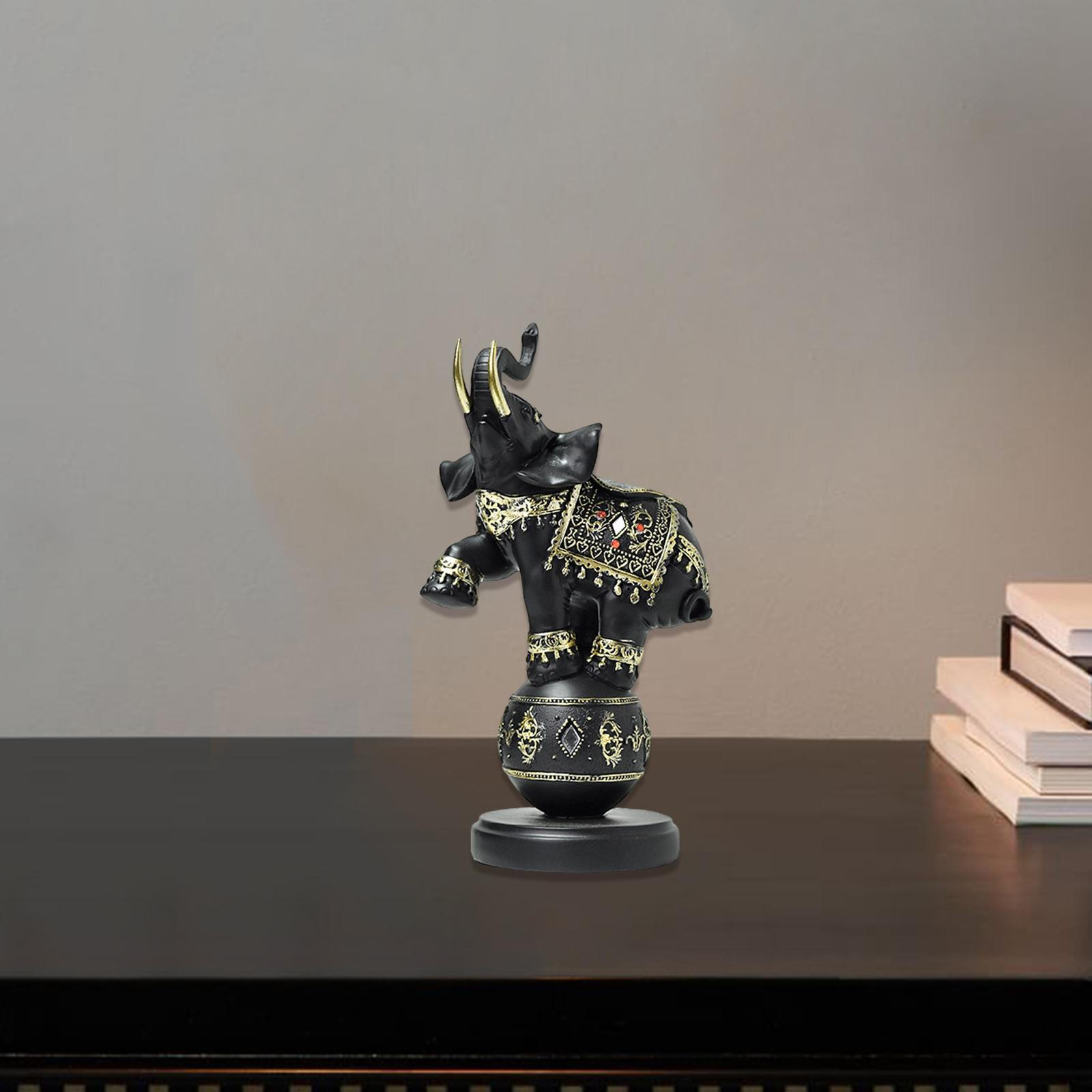 

Статуя слона из смолы, фигурка животного, художественная скульптура, украшение для юбилея фермерского дома чёрный