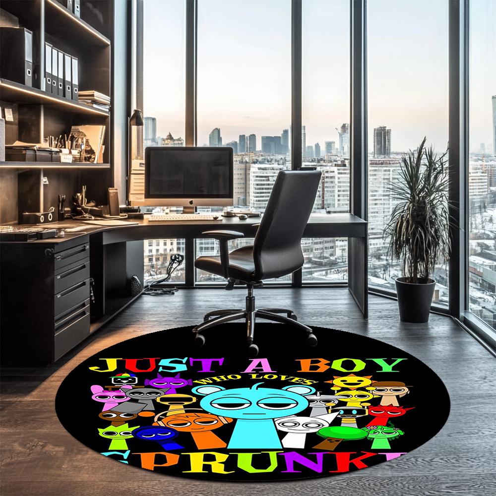 Sprunki Printed Round Rug Carpet Chair Rug Area Rug Entryway Doormats,for Office Chair Living Room Bedroom Kitchen Room.