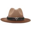 Trendy Tibetan Top Hat, Western Cowboy Hat, Bull Head Big Brim Woolen Felt Hat Gradual Change Color Spray Paint Two-Color Hat