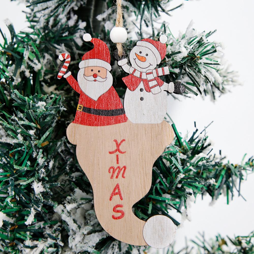 Playful Christmas Wooden Ornaments Featuring Santa And Snowman Hats For Joyous Celebrations Holiday