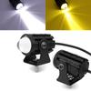 2PCS Universal Mini LED Motorcycle Driving Lights Dual Color Projector Lens Auxiliary Fog Spot Lamps