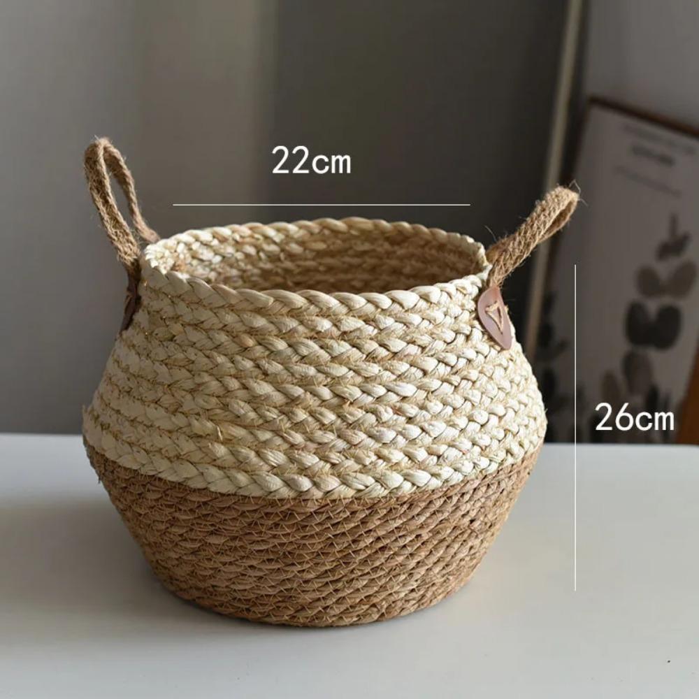 Bamboo Seagrass Storage Baskets Wicker Basket Plant Nordic Style Garden Flower Pot Laundry Basket Container Toy Holders