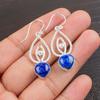 Natural Lapis Lazuli Gemstone 925 Sterling Silver Jewelry Dangle Earrings 2.00" EE-32-24