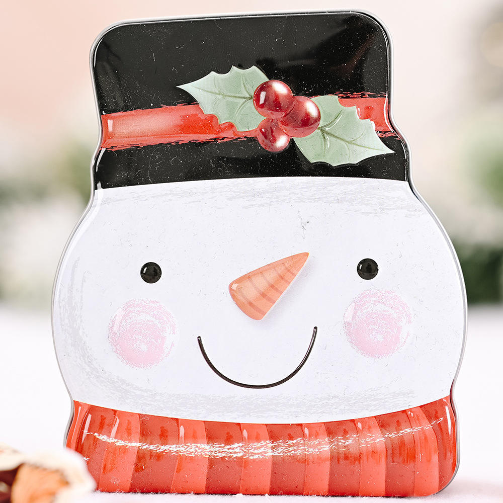 Cutie de tablă în formă de brad de Crăciun Biscuiți de Crăciun Moș Crăciun Biscuiți pentru depozitare bomboane Cutie metalică Om de zăpadă imprimat Organizator borcan sigilat