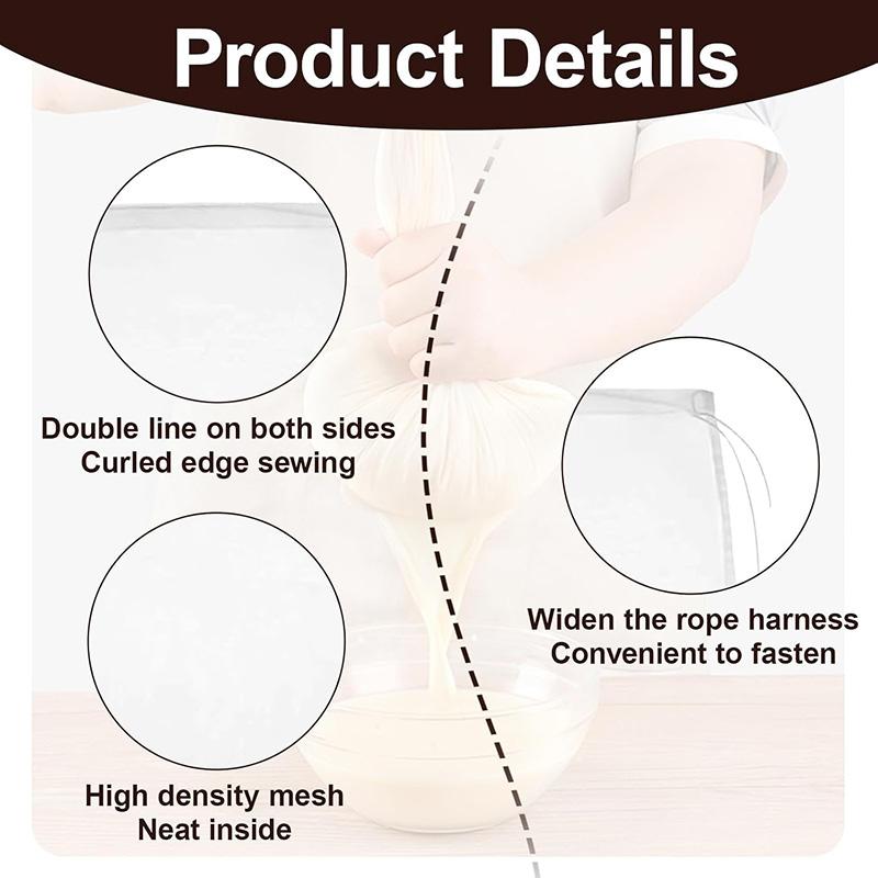 4/6Pcs Reusable Straining Bag Set 20*30cm Cheese Cloth Cheesecloth Bags for Straining Fine Mesh Straining Bag Drawstring Bags