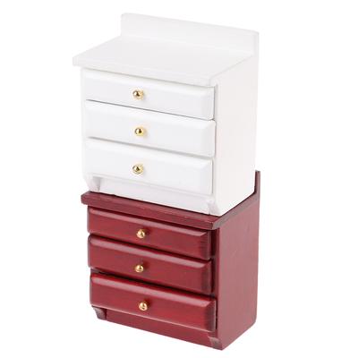 1/12 Dollhouse Miniature Wooden Bedside Cabinet Model Furniture Accessories