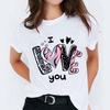 Glanzende Rode Liefdeshart Print T-shirt Dames Oversized Casual Los T-shirt Streetwear Dagelijkse Mode Top Duurzaam Grote Maten Blouse