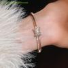 1 Piece Luxury Zircon Bracelet Bangle With Sparkling Rhinestone For Women Stackable Layered Jewelry