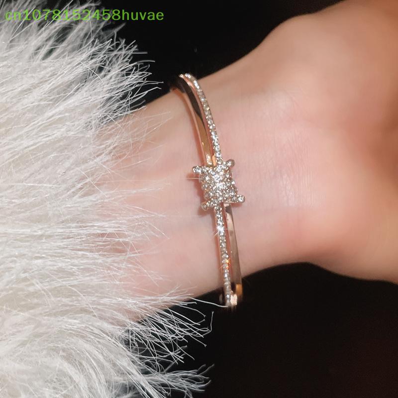 1 Piece Luxury Zircon Bracelet Bangle With Sparkling Rhinestone For Women Stackable Layered Jewelry