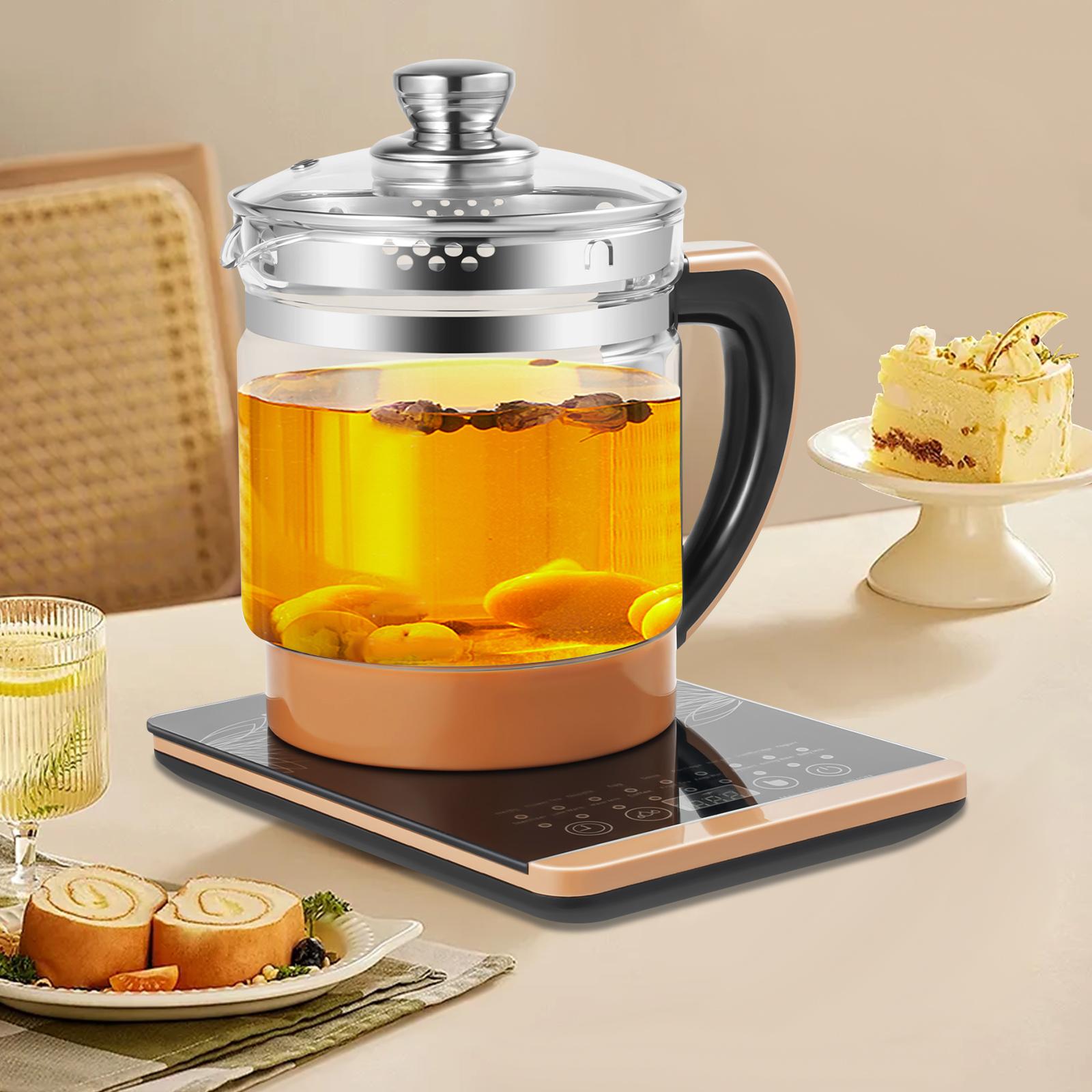 1.8L Electric Glass Kettle With Tea Infuser & Egg Steamer Rack, Temperature Control Electric Kettle With 18 Smart Programs