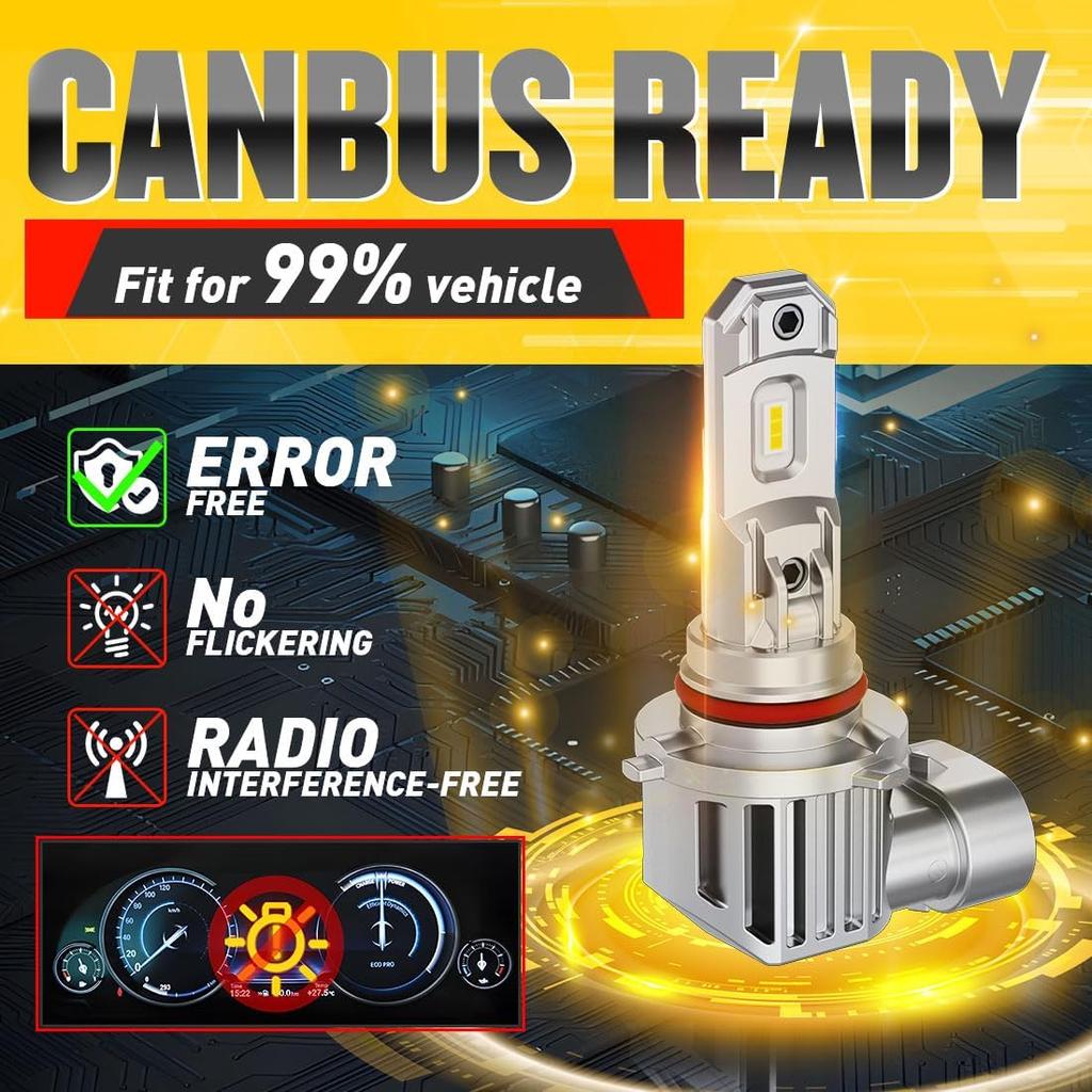 HB3 9005 LED Bulbs, 1000% Super Bright 40000LM Cool White 6500K,1:1 Mini Size, Plug And Play, CANBUS Ready, IP68 Waterproof 9005 LED Fog Light Bulbs,