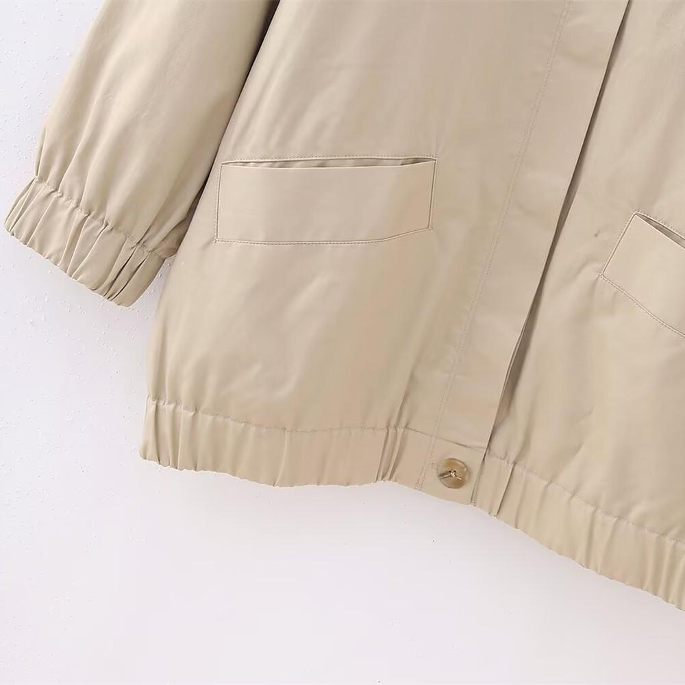 2025 Spring Women's Casual Loose Turn-Down Collar Bomber Jacket