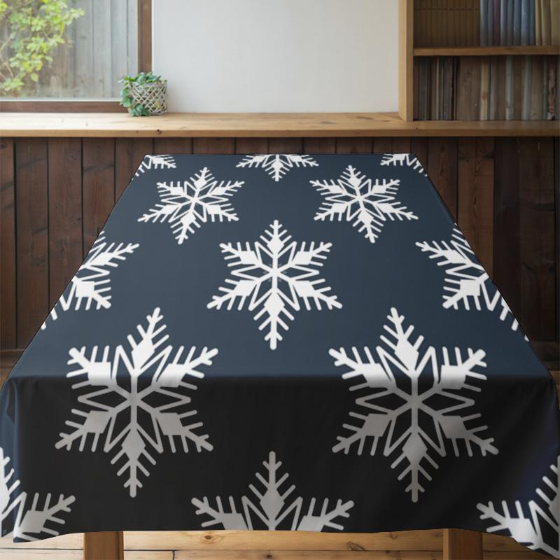 Christmas Tablecloth Snowflake Print New Year Decorations Dining Room Home Decoration Non Slip Anti Skid Waterproof Table Cover