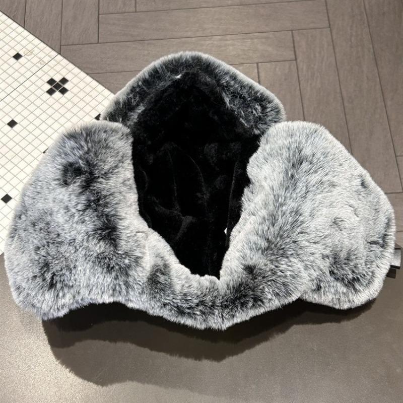 Winter men's hat outdoor rabbit velvet windproof hat women's thickened warm cotton hat pilot cold hat