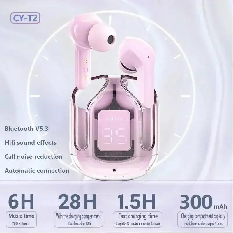 2024 Original New T2 TWS Transparent Wireless Bluetooth Headset HIFI Sound Quality Bluetooth 5.3 For Xiaomi Huawei Apple