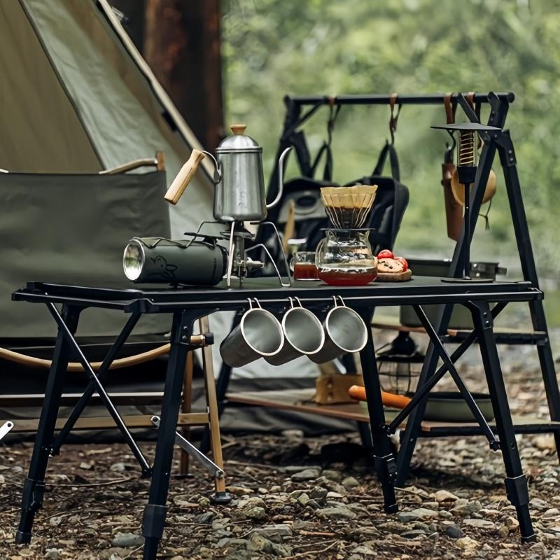 Outdoor IGT Table Adjustable Height Folding Roll Table Gas Stove Barbecue Grill Kit BBQ Picnic Table Camping Equipment