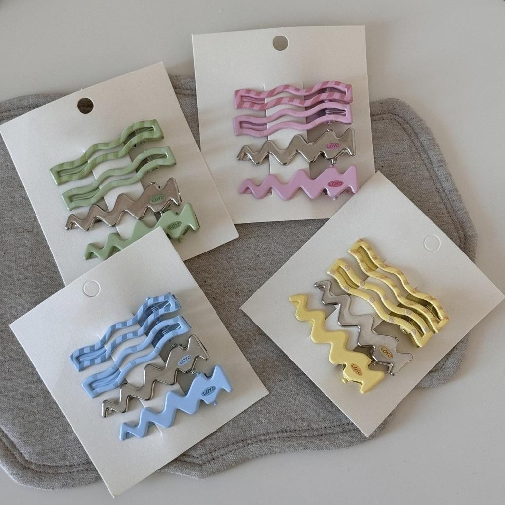4Pcs/set Candy Color Metal Hair Clips Wavy Hair Edge Clips Beauty Makeup Hair Side Clips Bangs Duckbill Hairpins Accessories New
