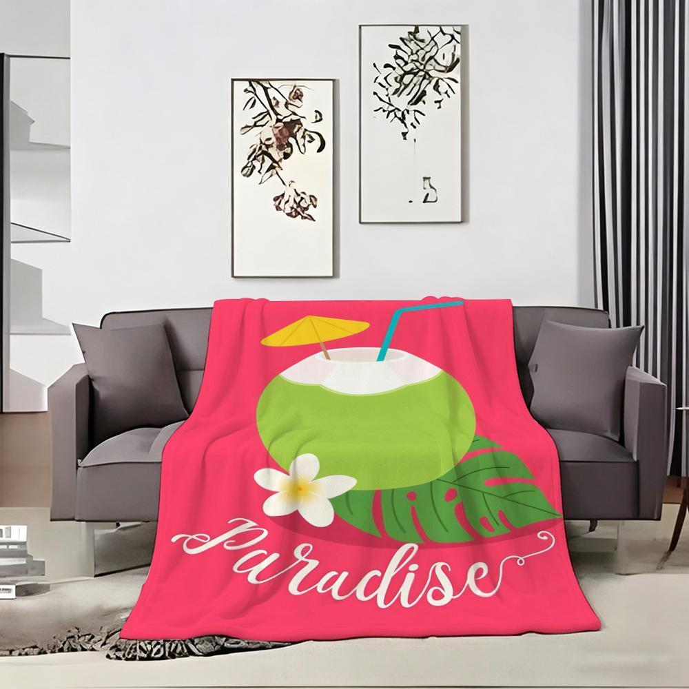 Classic motif S-Summer Beach Vibe Throw Lightweight 240g Flannel Blanket Soft Skin-friendly for Summer Cooling