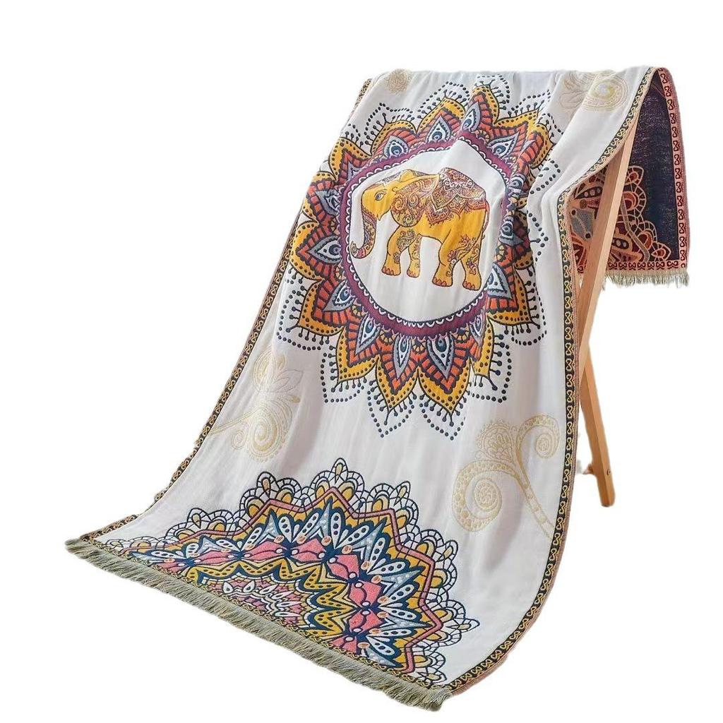 New Soft Ethnic Style Sun God Cotton Bath Towel - Skin-friendly & Absorbent