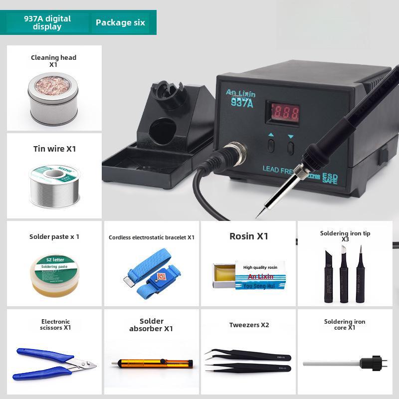 Lixin 936A Adjustable Temp Electric Soldering Iron with Digital Display & Anti-Static Features for Phone Repair