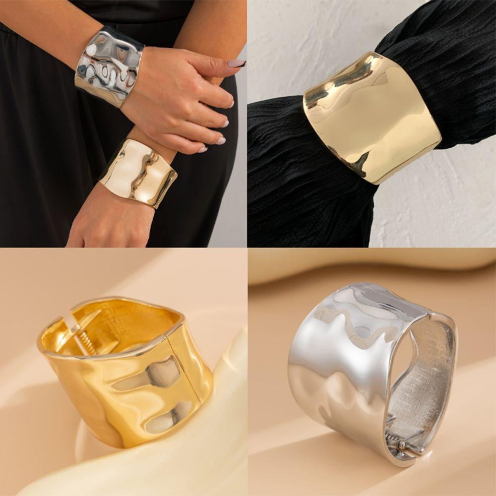Simple Metal Bracelets Trendy Square Hand Chain Gold Geometric Cuff Bangles  Men